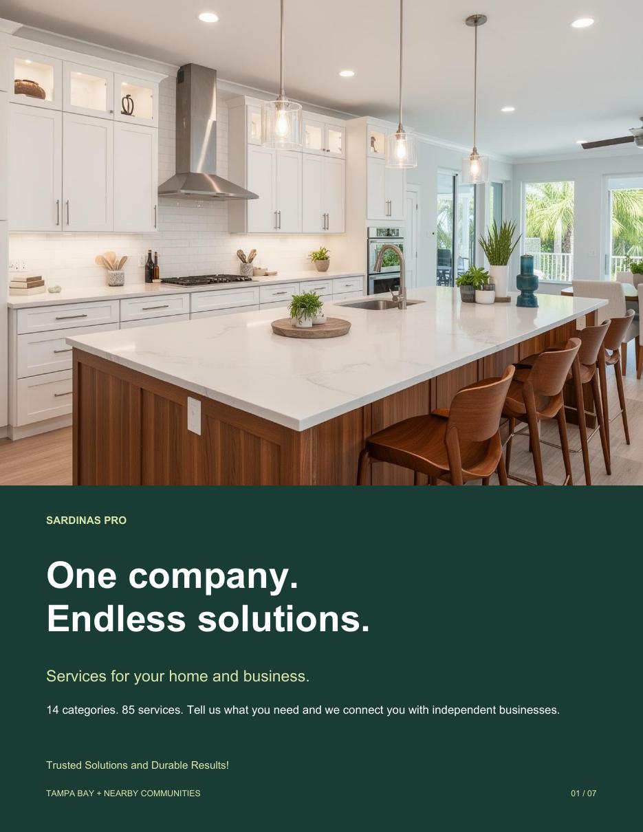 Sardinas Pro service brochure cover